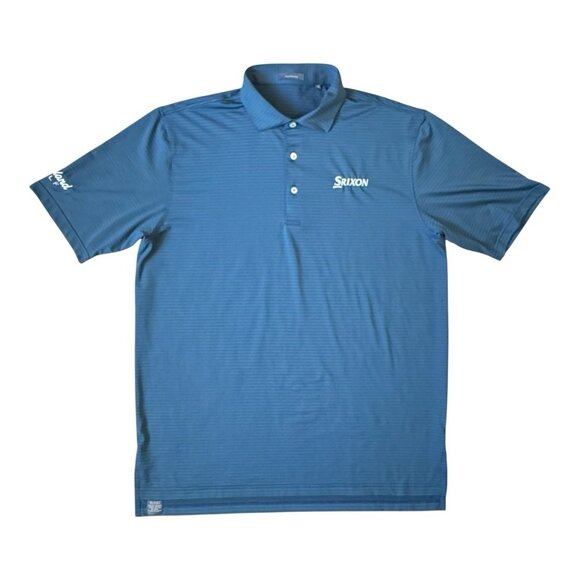 Turtleson Srixon Cleveland Golf Polo XL Blue Stripe Performance Shirt - Picture 1 of 9